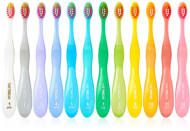 더트웰브 키즈 칫솔, 파스텔, 12개입, 1세트