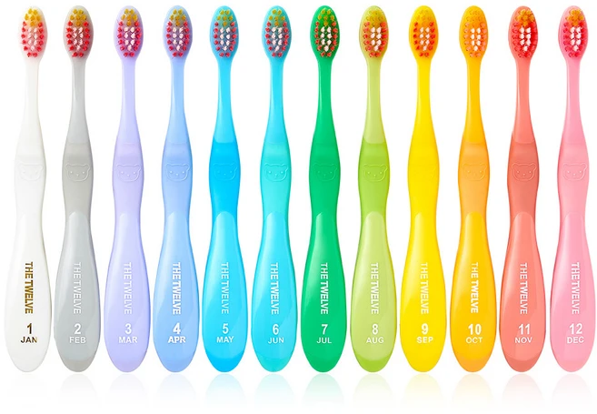 더트웰브 키즈 칫솔, 파스텔, 12개입, 1세트 - 쿠팡