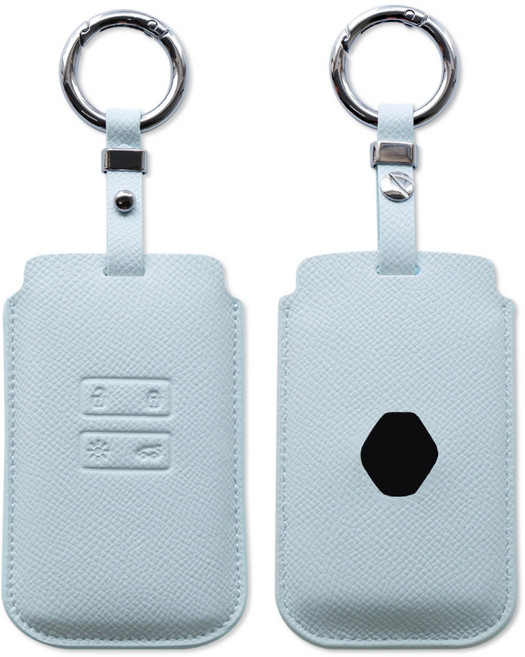 트니르 르노삼성 호환 아르카나 QM6 SM6 XM3 차 키케이스 천연 소가죽 가죽 키링 키홀더 차량용품, 르노B타입(로장주), 스카이블루