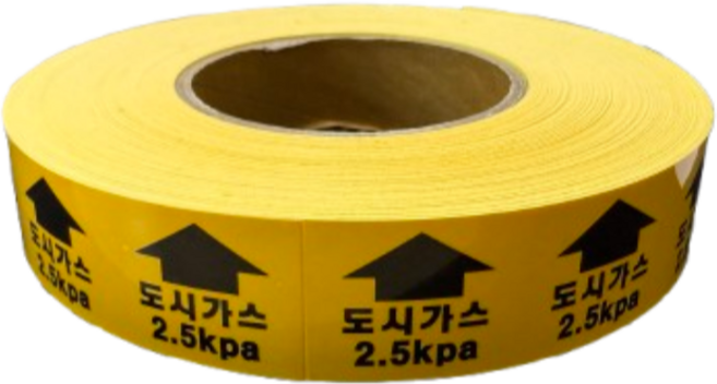 가스배관 흐름띠 가스압력표시 스티커 LNG 2.5kPa, 노랑, 1개