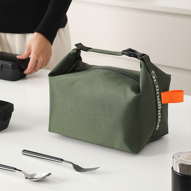 직장인 수능 이유식 보온 보냉 도시락 가방 런치백, 카키, 1개