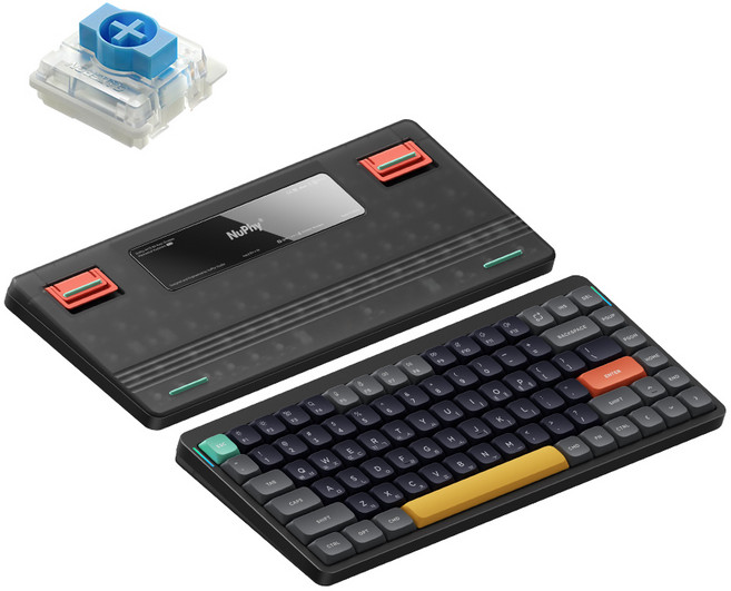 NUPHY AIR75 V2 기계식키보드 청축 블루투스 무선 유선 텐키리스 슬림형, 바솔트 블랙