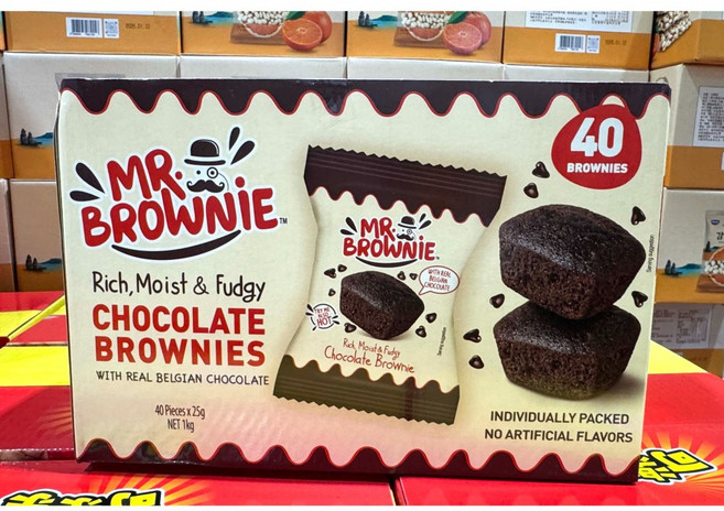 Mr. Brownie 巧克力布朗尼 40入/1000克 經典比利時巧克力, 1kg, 1個
