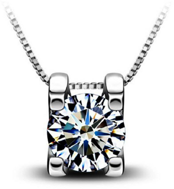 FANSYLI 펜던트 목걸이 모조 큐빅 은도금 체인목걸이 프로포즈목걸이 여자친구생일선물 0505F04