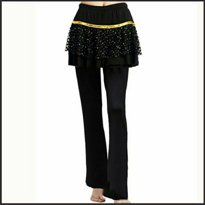 페이준 여성 댄스바지 치마바지 고급감 반짝 망사 댄스스포츠 팬츠 빅사이즈 ZWF008