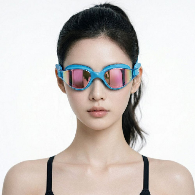 스마트덕 눈 편한 시야넓은 김서림방지 물안경 수경, 1개, 스카이 미러