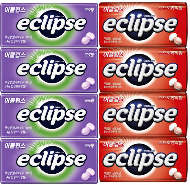 이클립스 포도향 4ea+ 스트로베리 4ea, 8개, 34g