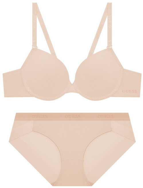 게스언더웨어 아스킨 에센셜 와이어 브라 팬티 세트 - 베이지