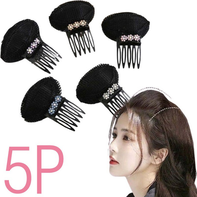 레오큐 여성 정수리 볼륨핀 헤어핀 헤어뽕 집게핀, 5개, 혼합색상