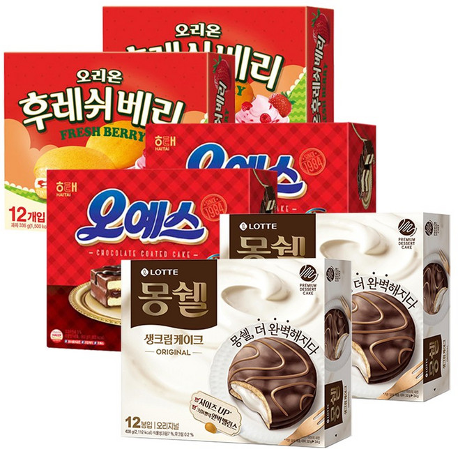 파이 3종 오예스 + 몽쉘 오리지널 + 후레쉬베리, 1104g, 2세트