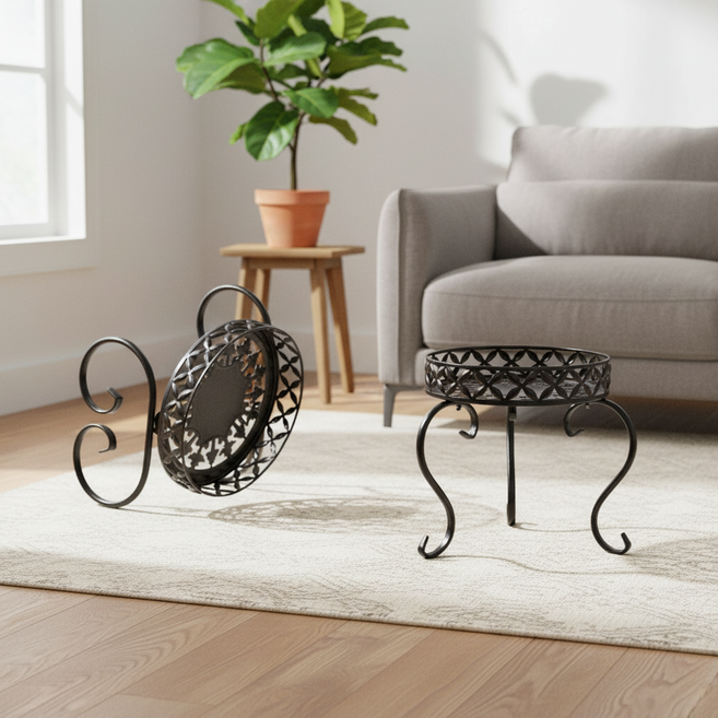 거실 인테리어 원목 화분 받침대 플랜트 스탠드 다용도 선반대, 댄도이화분대_블랙, 댄도이화분대 블랙, 1개