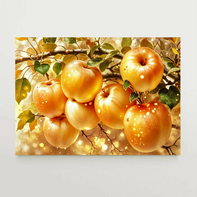 [인메이블] 복들어오는 가정 행복 사과 5종 그림 인테리어 찬란한 청사과 캔버스액자 풍수 거실 현관 복도 사무실 벽 대형, 03.HGA-황금행운사과, 12호[60.6x45.5cm]