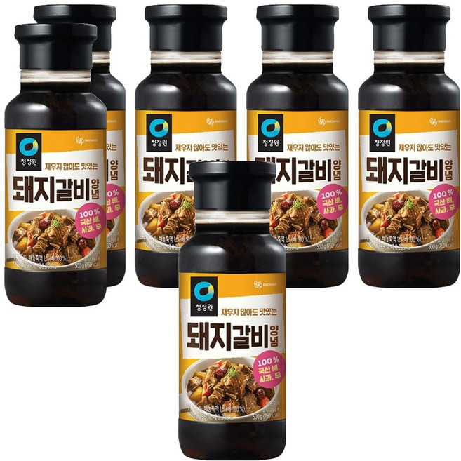 청정원 전통 돼지갈비양념, 500g, 6개