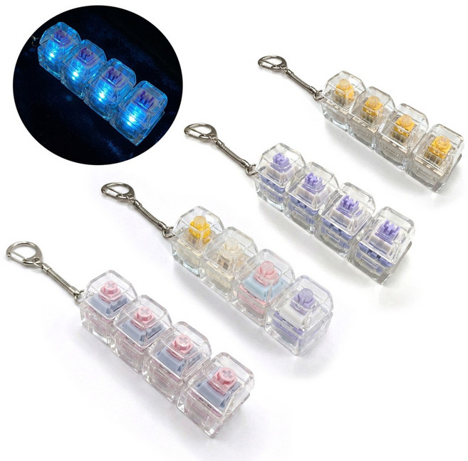 LED 파스텔 스위치 투명 클리커 키링 딸깍이, 1개, 핑크