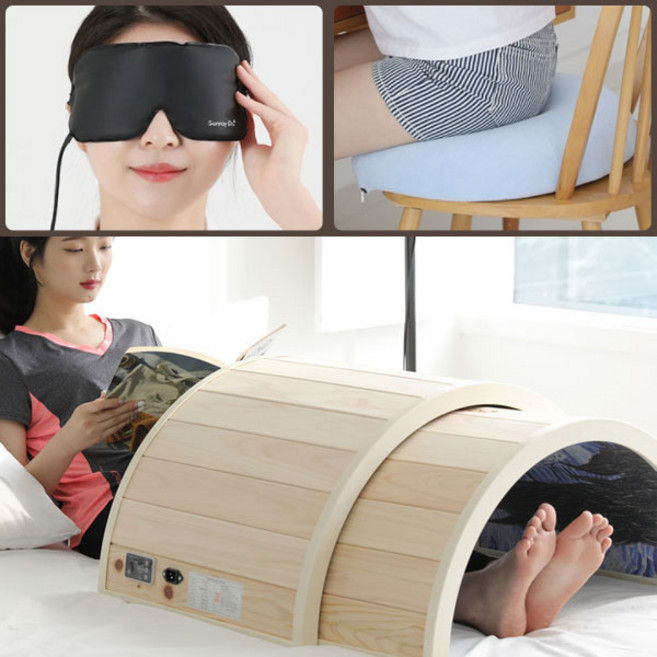 편백나무 대형 큐어돔 온열찜질기 원적외선 전기 찜질기(찜질기+원형방석+안대), [명화] 양귀비꽃, 솔라히팅시트(그레이), 화이트