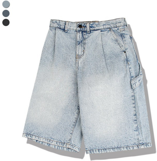 오마보이 남성용 카펜터 버뮤다 무릎기장 청반바지