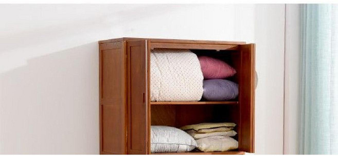 간이 이불장 원목 안방 거실장 정리함 장롱 낮은 미니, 모으다, 100x50커피색상폐쇄도어+파티션