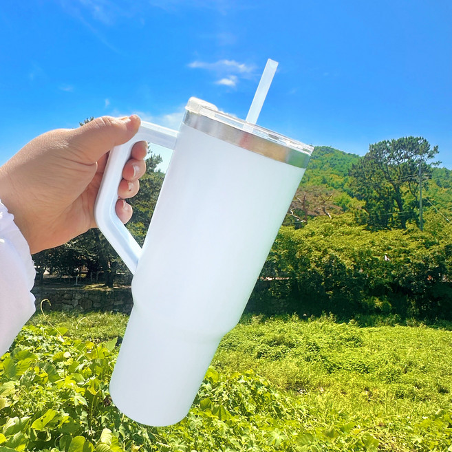 힙노트 1.2리터 대용량 304 스텐 손잡이 텀블러 빨대포함, 화이트(빨대포함), 1개, 1.2L