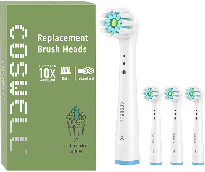 COSWELL 歐樂B 電動牙刷刷頭 適用PRO/P/D系列 3D圓頭刷毛 細軟毛柔護型 護齦系列, 1個, 4個裝