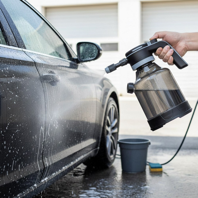 HK sell 펄스워시 무선 3L 전동 분사기 KC인증 대용량 배터리 각도 조절 세차 안개분무, 블랙, 1개