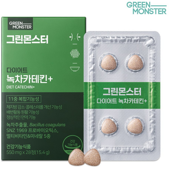 그린몬스터 다이어트 14 in 1 녹차카테킨+, 28정, 4개