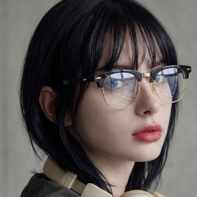 블루래빗 빈티지 반뿔테 남녀공용 안경