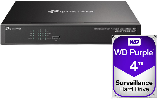 티피링크 VIGI NVR1008H-8MP＋4TB HDD 8채널 POE NVR 녹화기 세트, 1개, 1개