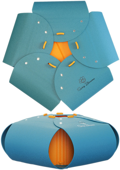Spring Blossoms 고양이 터널 실내 고양이 집 스크래치 방지 장난감 중/대형 고양이 숨바꼭질 장난감, 1박스, 공작 블루