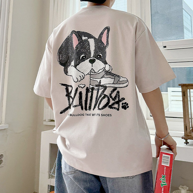남녀공용 기능성 냉감 뭉치불독 캐주얼 반팔 티셔츠