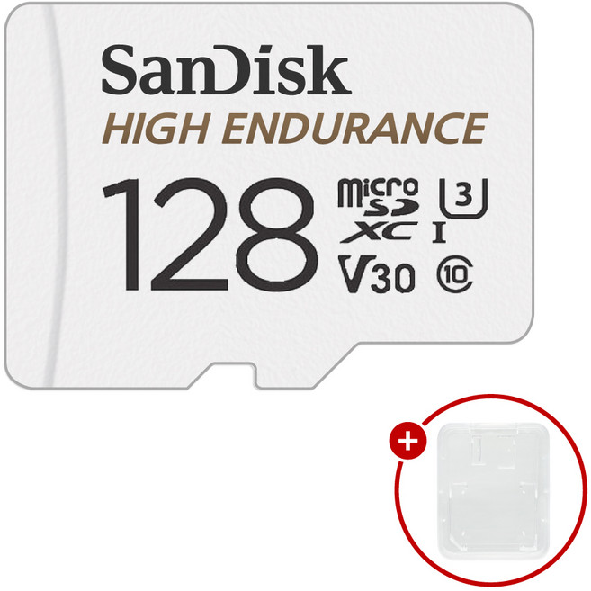 샌디스크 마이크로SD카드 High Endurance 하이엔듀런스 SDSQQNR + SD카드 케이스, 1개, 128GB