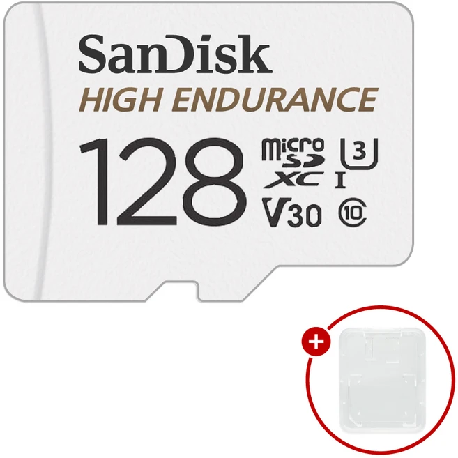 샌디스크 마이크로SD카드 High Endurance 하이엔듀런스 SDSQQNR + SD카드 케이스, 1개, 128GB - 쿠팡