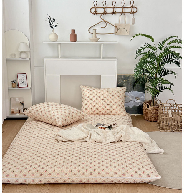 루디아홈베딩 커스터드 가든 플라워패턴 누빔 요커버 싱글 홑 요커버