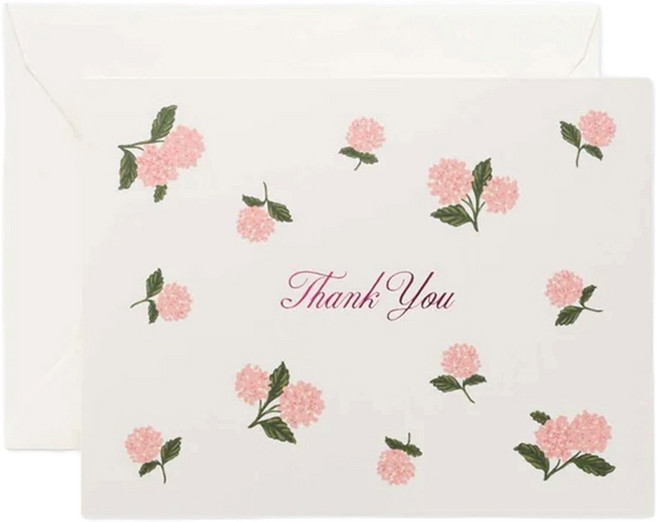 라이플페이퍼 Pink Hydrangea Thank You Card 감사 카드, 단품, 단품