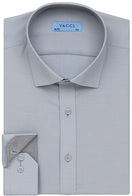 바찌 필라필 솔리드 슬림핏 긴소매 셔츠 그레이 VD1N3BS111G0