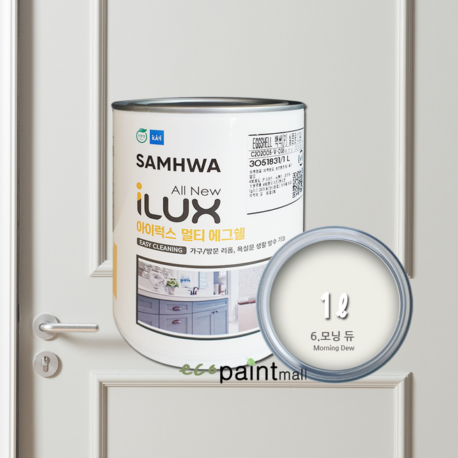 삼화페인트 아이럭스 멀티 에그쉘 1L 생활방수 방문 욕실문 화장실문 몰딩 싱크대 친환경 수성 프리미엄 페인트, 6. 모닝 듀 1L, 1개