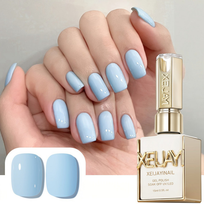XEIJAYI 블루 젤 폴리쉬 살롱 솔리드 컬러 네일 폴리쉬, 1개, 15ml