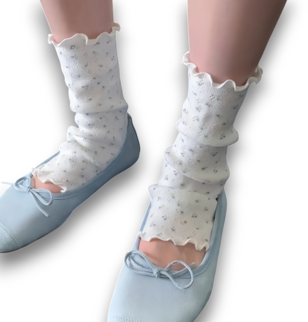 여성 고리형 프릴 꽃무늬 레그워머 여리핏 플라워발토시 팔토시 아비토브랜드