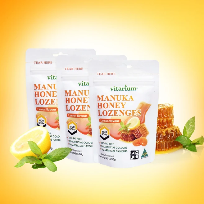 비타리움 호주 마누카꿀 로젠지 캔디 MGO900 마누카허니 꿀 목캔디, 50g, 3개 - 쿠팡
