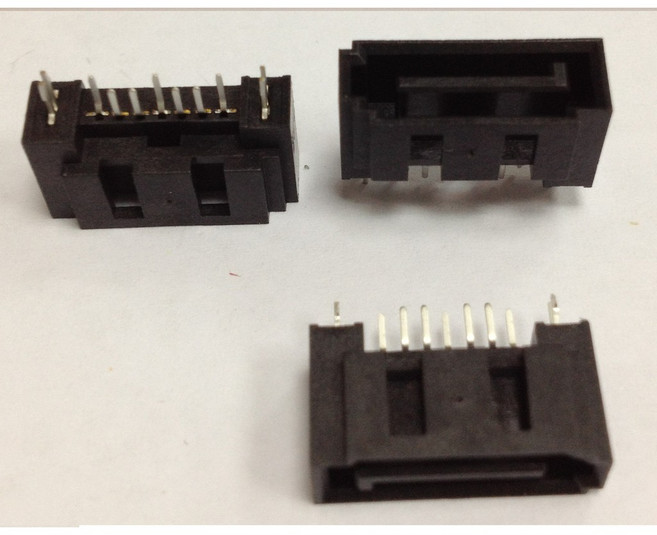 【IF】SATA 7pin 連接器 connector 180度 DIP 立式 A-type lock, 1個