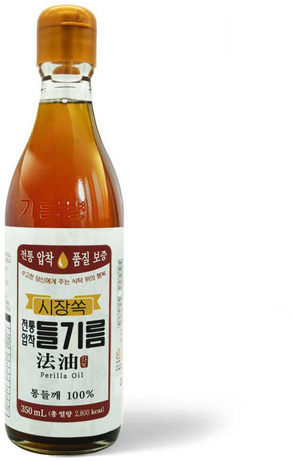 시장쏙 전통압착 들기름, 1개, 350ml