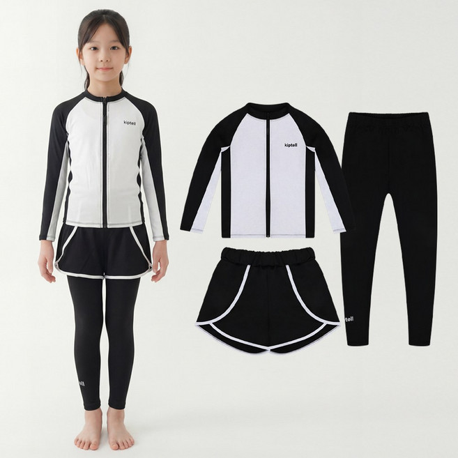 알앤엘 유아 아동 집업 래쉬가드 세트 남아용 여아용 3피스 수영복