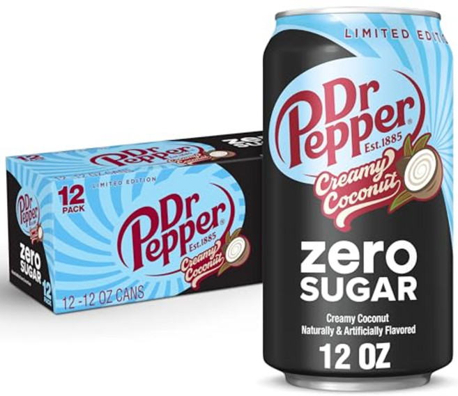 Dr Pepper Zero Sugar Creamy Coconut Soda 12 fl oz cans 12 Pack, 1개, 355ml