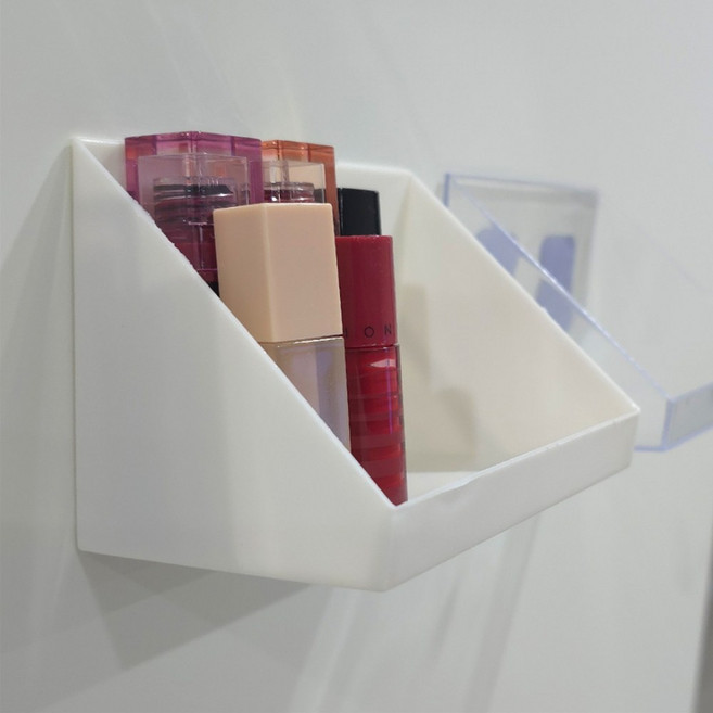 김조팸 사선 수납함 투명보관함, 화이트