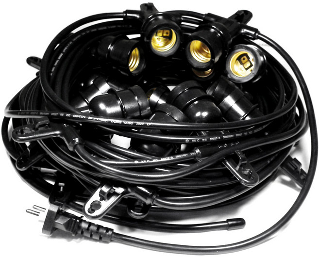 스트링월드 전등선 20M 20분기 20소켓 스트링라이트 야외조명 오징어등 파티라이트, 1개, 검정