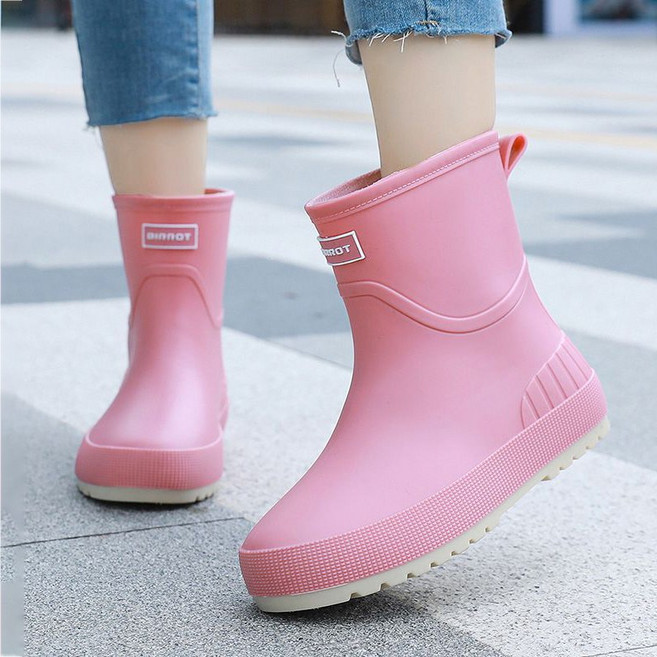 여자 미들 레인부츠 앵클 패션 방수장화 소프트 편한 스니커즈 주방 작업 미끄럼 방지 레인부츠