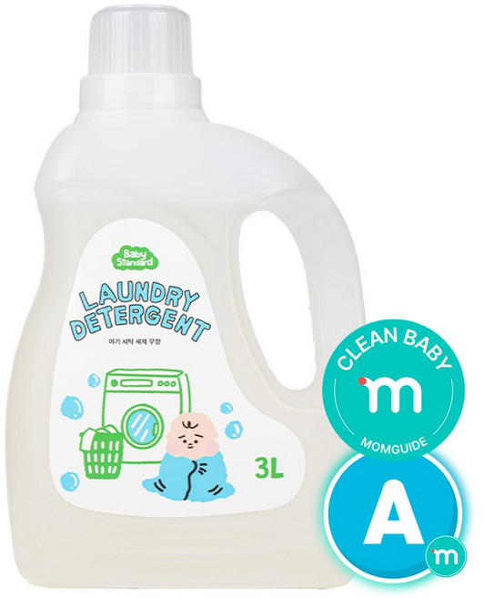 베이비스탠다드 아기 세제 무향 비건 유아 중성 세탁세제 액상 대용량 고농축, 1개, 3L