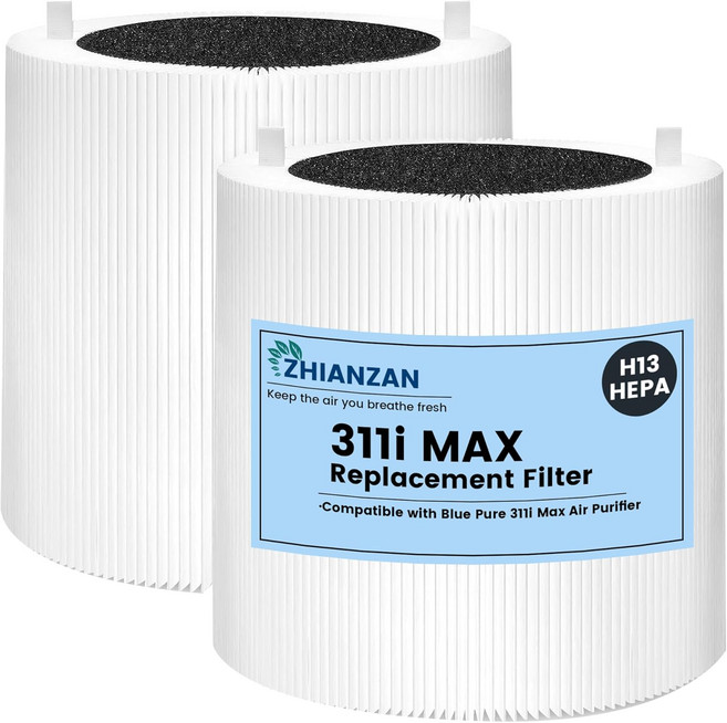 2개입 Blueair Blue Pure 311i Max 공기청정기 호환 교체 필터 Max용 HEPA 및 활성탄 부품 번호 F3MAX와 비교, 311i Max 2 PACK