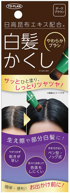 TO-PLAN 日高昆布エキス配合 白髪かくし (柔順刷頭) 瞬間補色 乾爽不黏膩 筆型設計, 1個, 深棕色