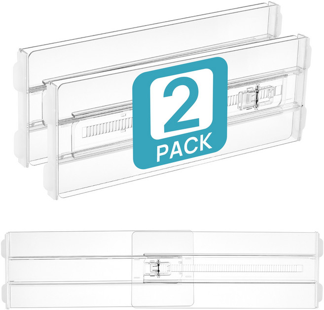 Vtopmart 대용도 서랍장용 정리 조절 칸막이 높은형 플라스틱, 2, 투명