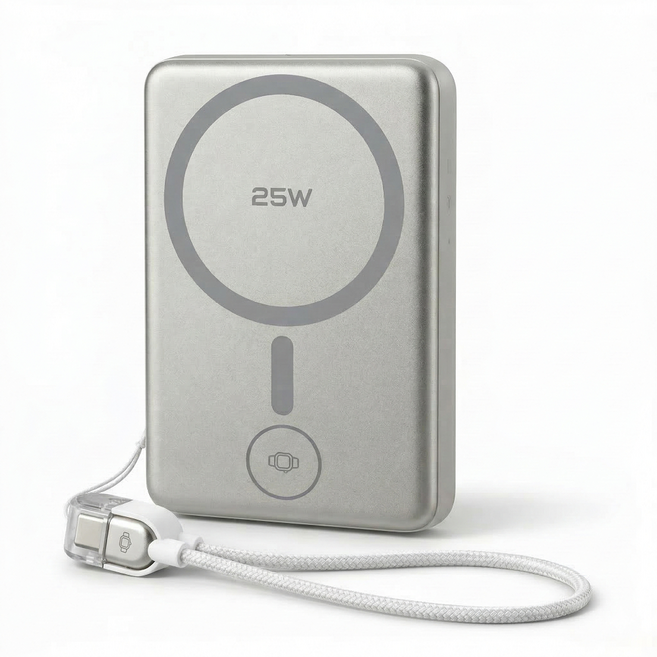 MTOS 磁吸無線行動電源 10000mAh 25W 快充, 銀色, SSB-268